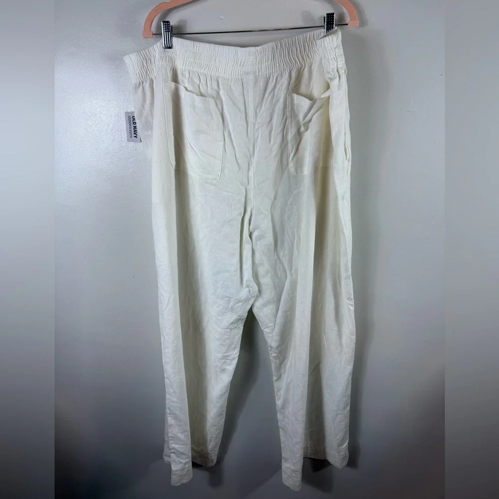 Old‎ Navy Womens Linen Blend Wide Leg Pull-On Pants XXL NWT Calla Lily Ivory